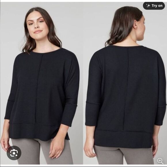 Spanx Perfect Length Dolman Sleeve Top Sweater S Small black - Picture 4 of 10